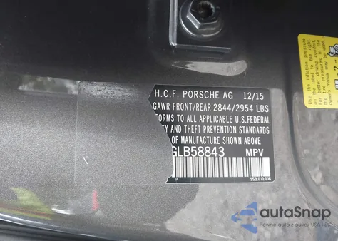 2016 Porsche Macan S из США, поврежденный, VIN WP1AB2A5XGLB58843